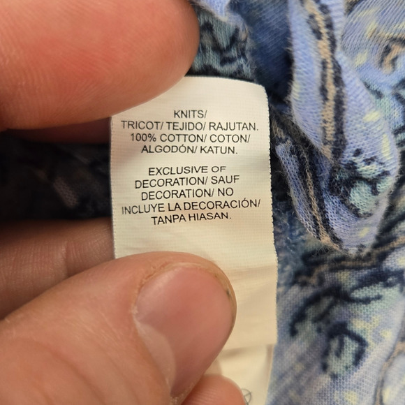 Y2K Lucky Brand Powder Blue Paisley Cap Sleeve V Neck Boho Blouse Size Medium - Picture 6 of 8